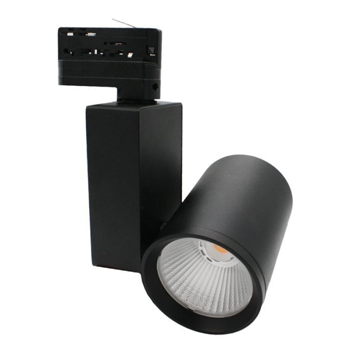 Spot triphasé noir Deena, 38W, 3000K, Pro