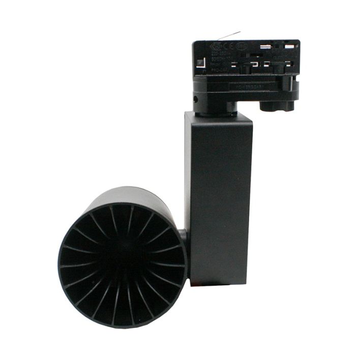Spot triphasé noir Deena, 38W, 3000K, Pro