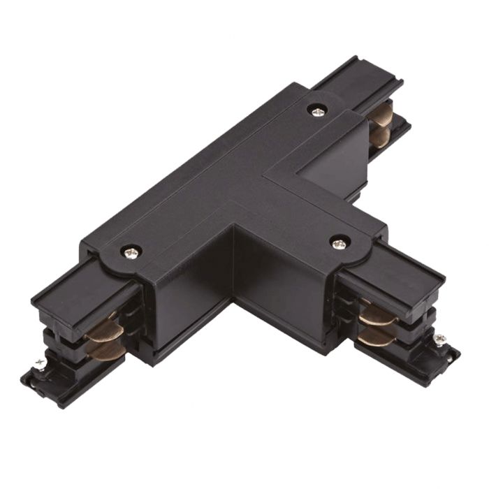 Connecteur en forme de T pour éclairage sur rail triphasé, gauche 1, noir, Pro