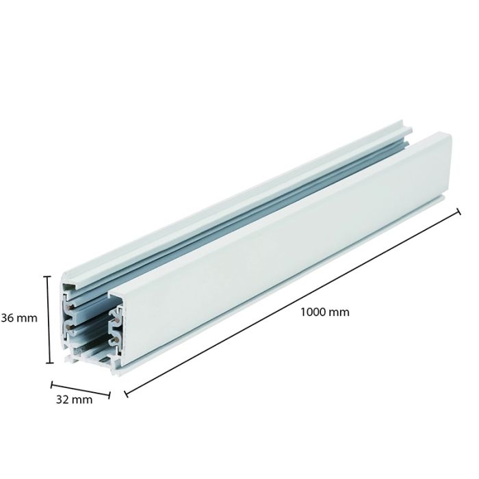 Rail triphasé, 1 mètre, blanc, Pro