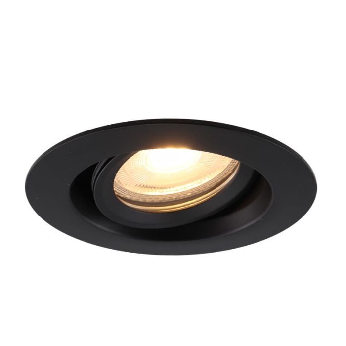 Spot encastré salle de bain noir en aluminium, Jorin, IP65