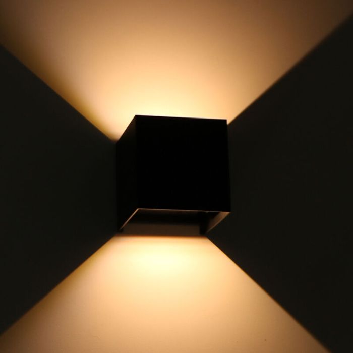 Applique up and down noire en aluminium, Dion, 7W, dim to warm LED, IP65