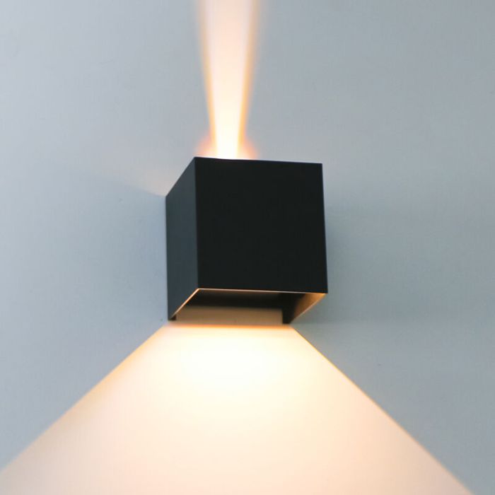 Applique up and down noire en aluminium, Dion, 7W, dim to warm LED, IP65