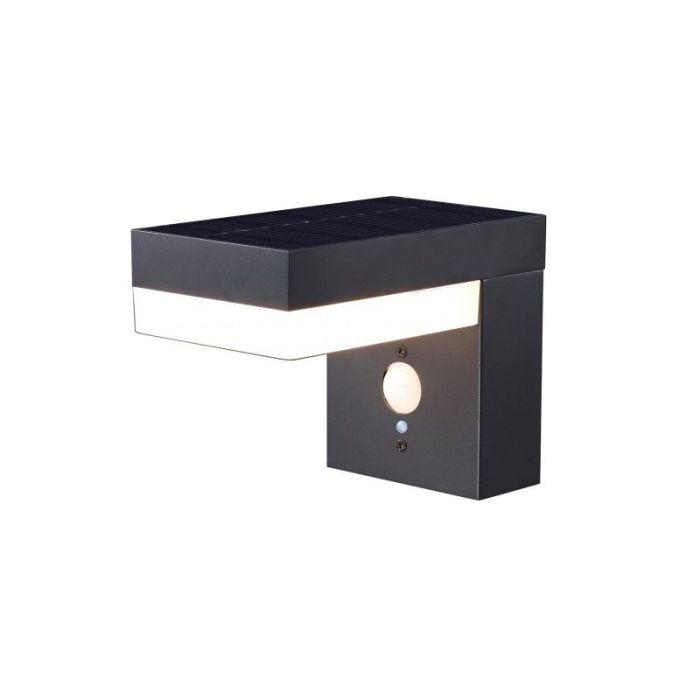 Applique solaire extérieur noire en aluminium, Ritex, 6W, 2700K LED, IP44