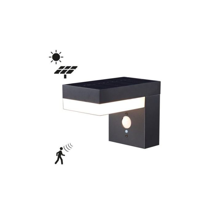 Applique solaire extérieur noire en aluminium, Ritex, 6W, 2700K LED, IP44