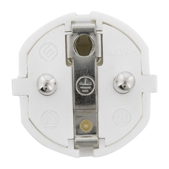 Fiche SCHUKO PVC 10/16 Ampères, Blanc