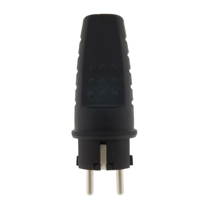 Bouchon SCHUKO Caoutchouc 10/16 Ampère, Noir
