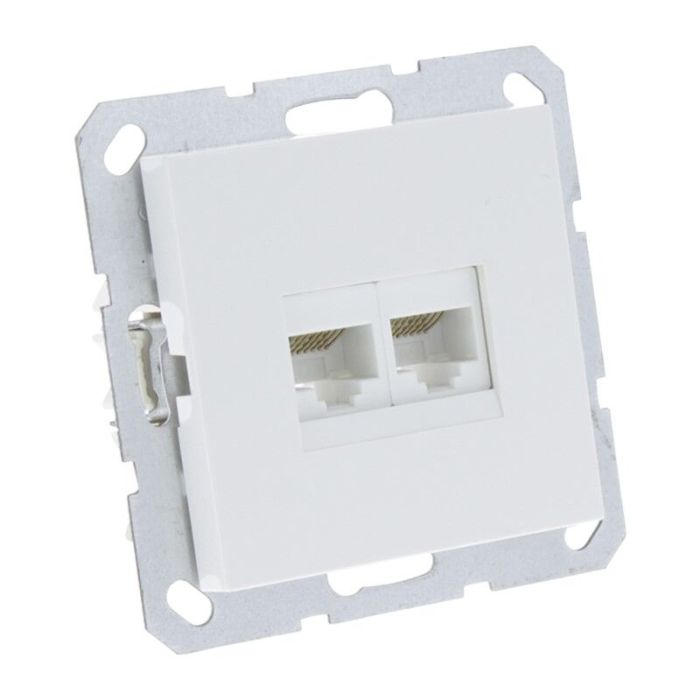 Prise S-Line Q-Link, montage encastré, téléphone / données, 2 x 8 broches, blanc polaire