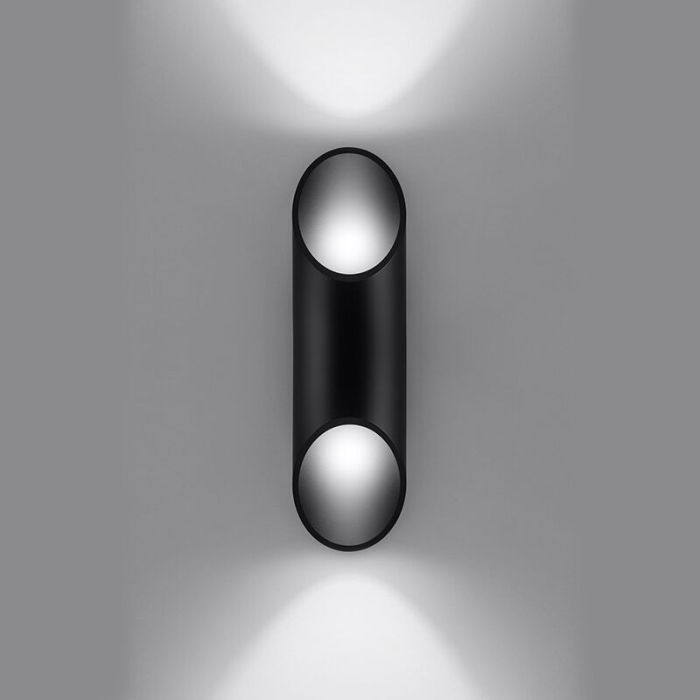 Applique up and down en aluminium noire, Haidar