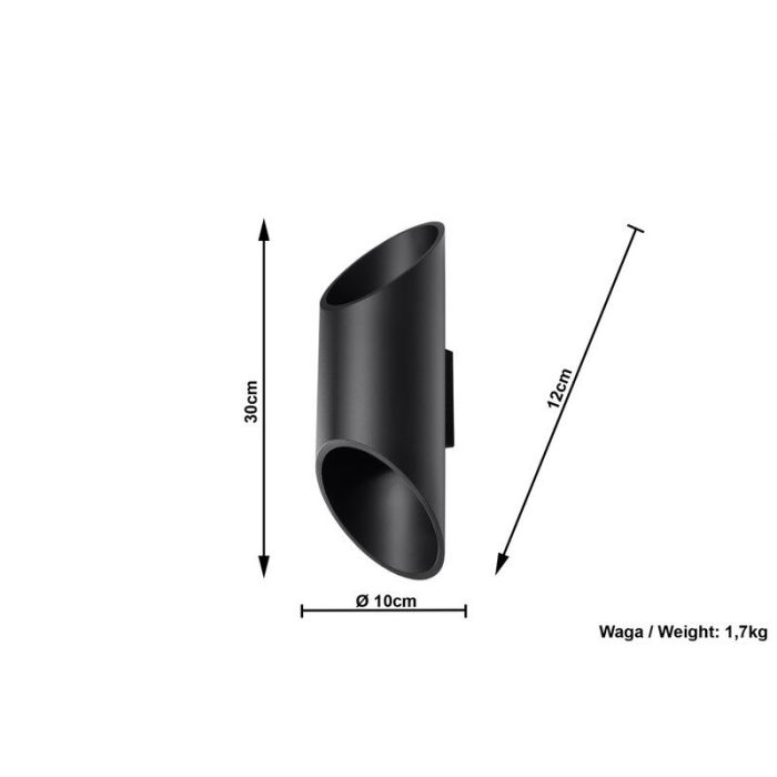 Applique up and down en aluminium noire, Haidar