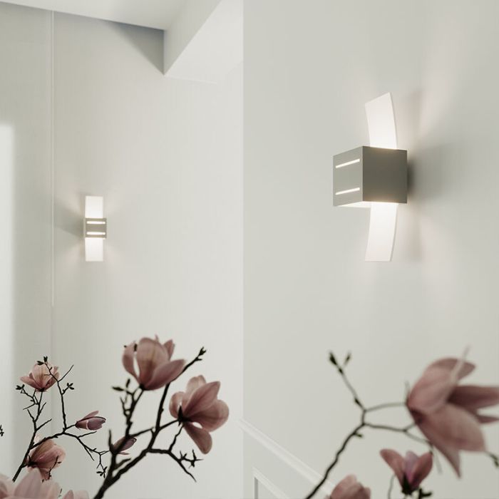 Applique up and down en aluminium grise, Jasmien