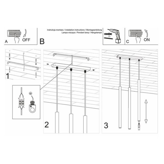 Suspension en aluminium noire, Hillary