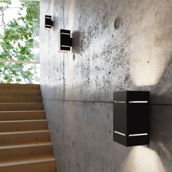 Applique up and down en aluminium noire, Janien