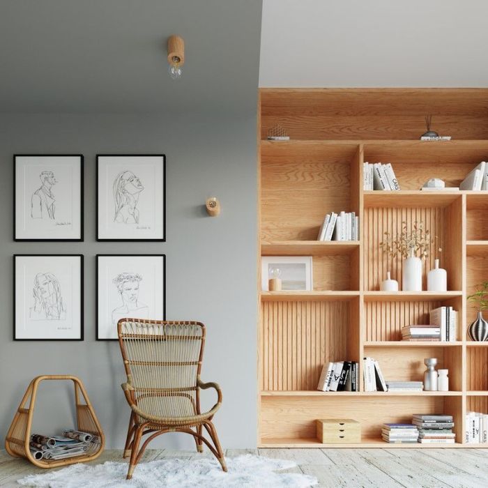 Spot mural en bois marron, Anela