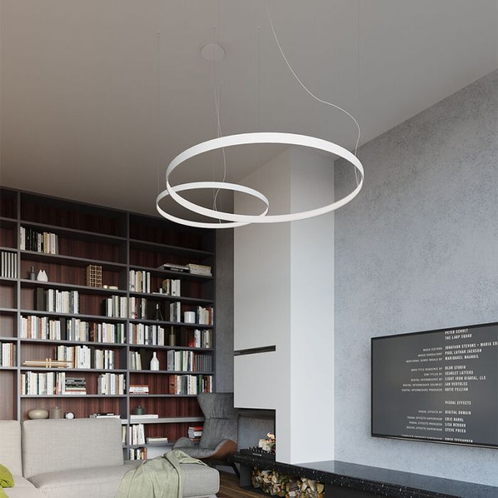 Suspension en aluminium blanche, Ringo, 50W, 3000K LED