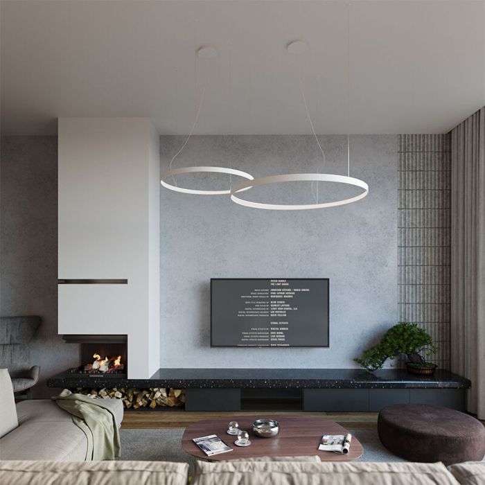 Suspension en aluminium blanche, Ringo, 50W, 3000K LED