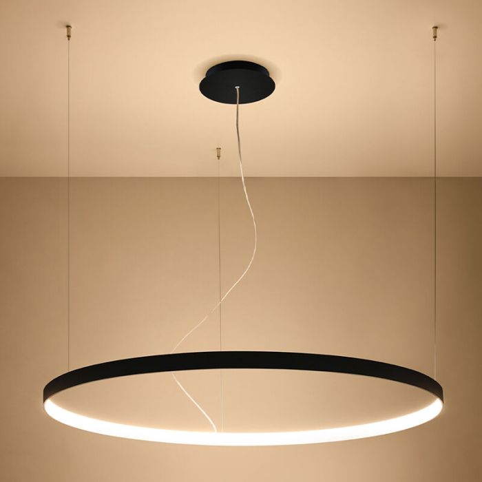 Suspension en aluminium noire, Ringo, 70W, 3000K LED