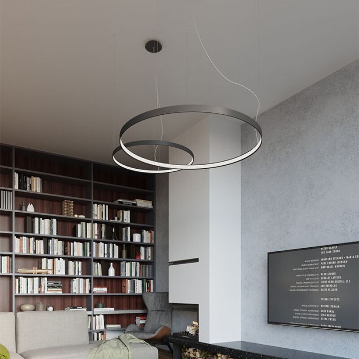 Suspension en aluminium noire, Ringo, 70W, 3000K LED