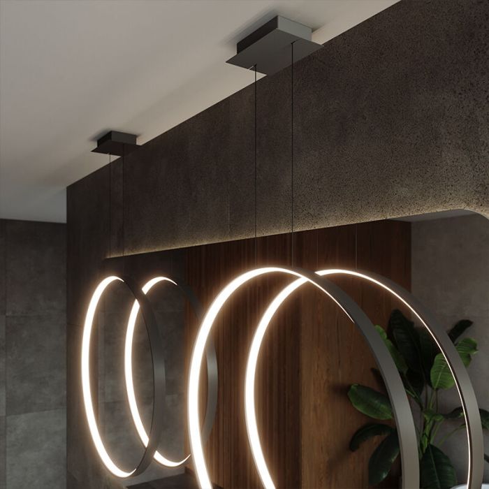 Suspension en aluminium noire, Ringo, 30W, 3000K LED