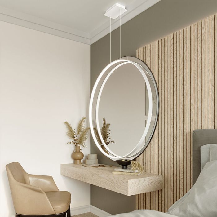 Suspension en aluminium blanche, Ringo, 50W, 3000K LED