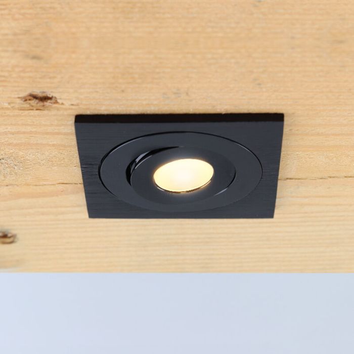 4 spots veranda orientable Rona carré, IP44, avec kit de connexion et télécommande, noir
