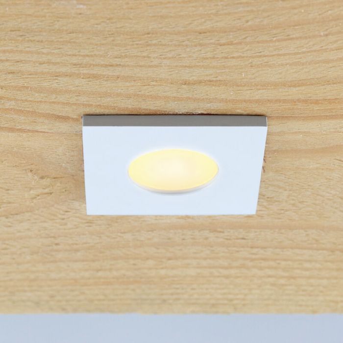 5 spots encastrés veranda carrés blanc Dico, IP65, avec kit de connexion et télécommande