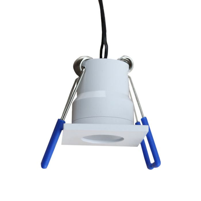 5 spots encastrés veranda carrés blanc Dico, IP65, avec kit de connexion et télécommande