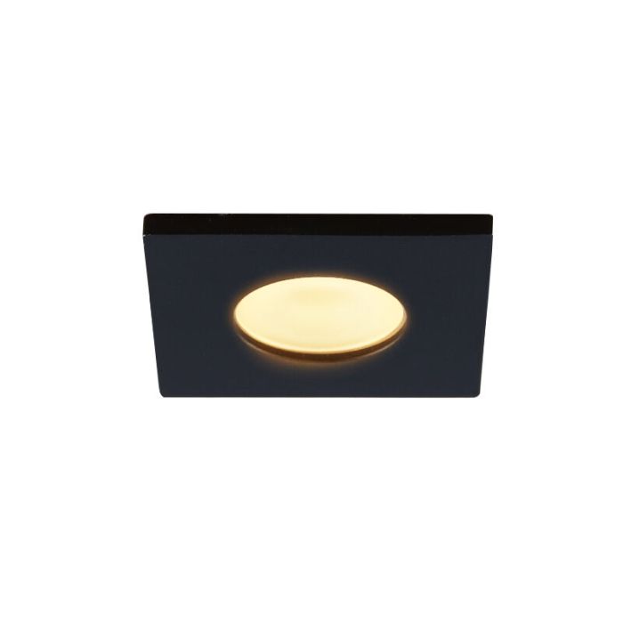 5 spots encastrés veranda carrés noir Dico, IP65, avec kit de connexion et télécommande