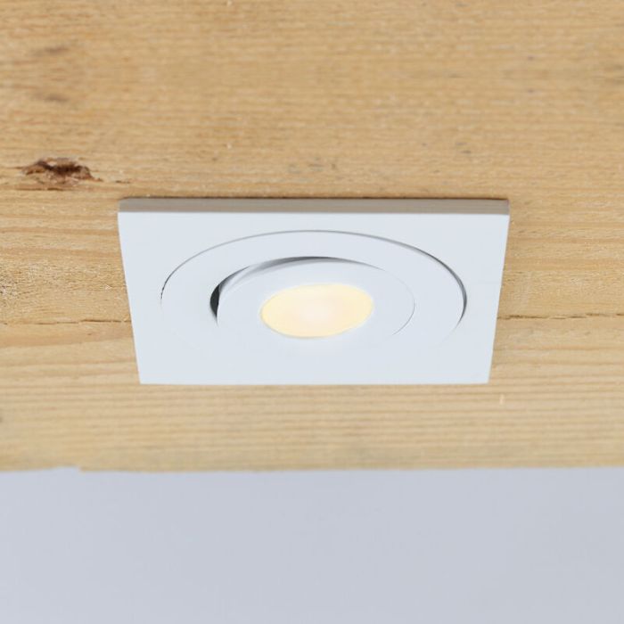 5 spots veranda orientable Rona carré, IP44, avec kit de connexion et télécommande, blanc