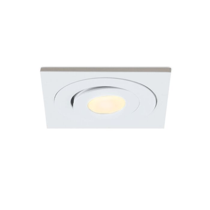 5 spots veranda orientable Rona carré, IP44, avec kit de connexion et télécommande, blanc