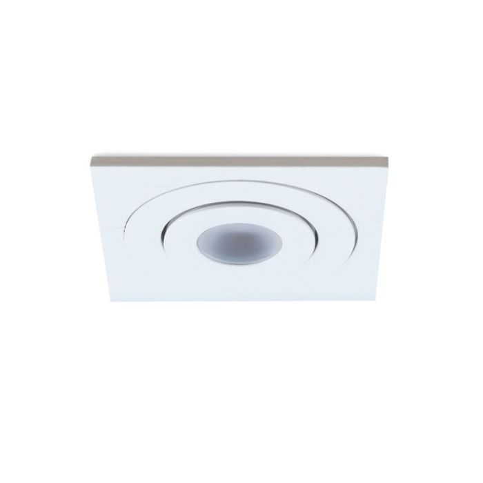 5 spots veranda orientable Rona carré, IP44, avec kit de connexion et télécommande, blanc