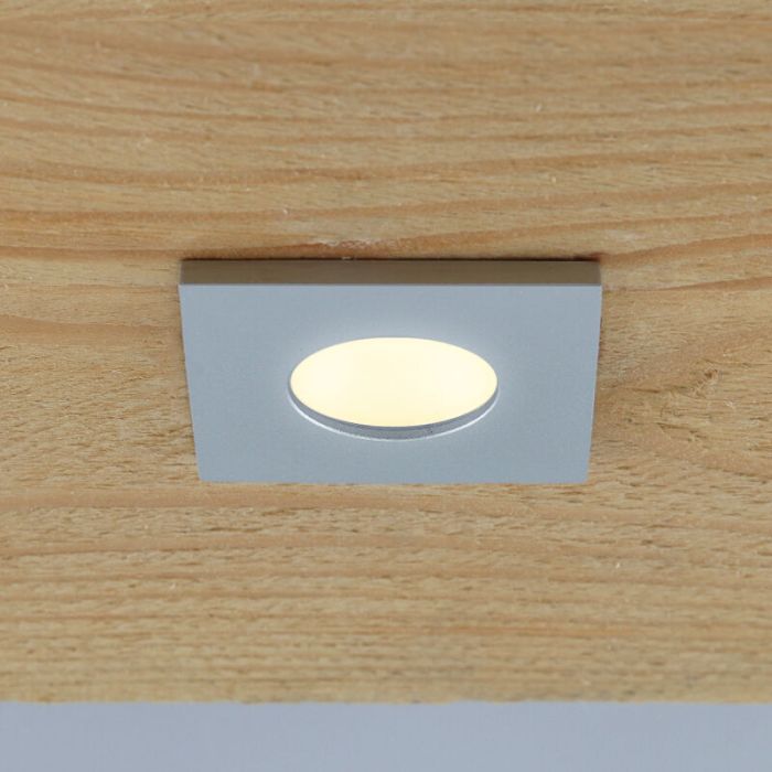 8 spots encastrés veranda carrés chromé Dico, IP65, avec kit de connexion et télécommande