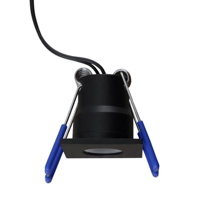 8 spots encastrés veranda carrés noir Dico, IP65, avec kit de connexion et télécommande