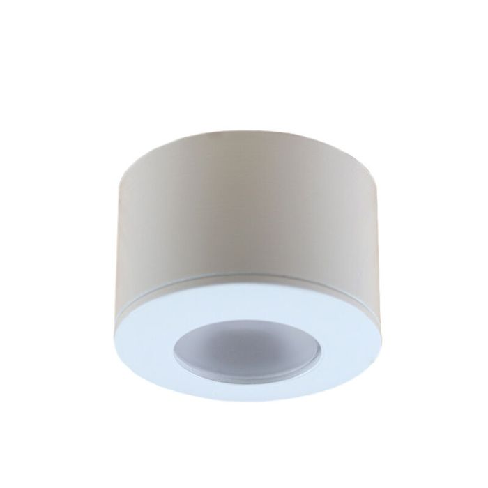 6 spots en saillie veranda ronds blancs Vasso, IP44, avec kit de connexion et télécommande
