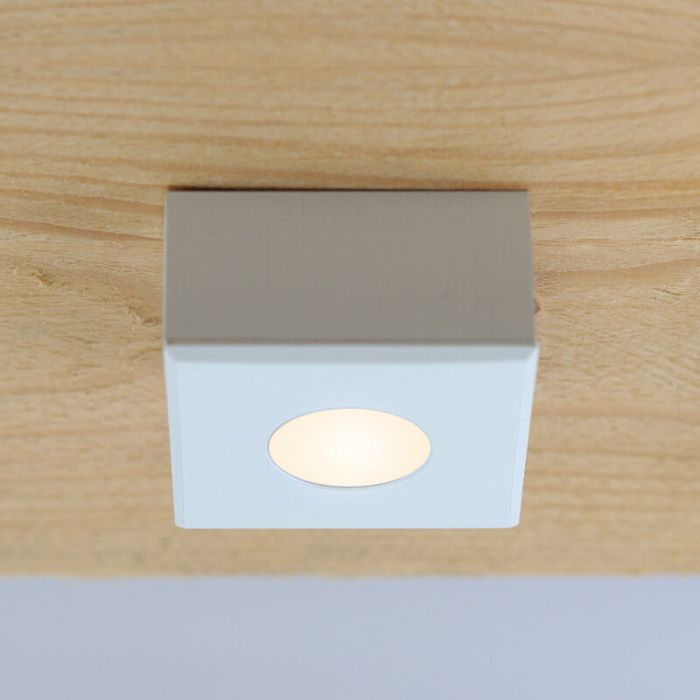 Spot en saillie veranda carré blanc Fredo, IP44, gradable
