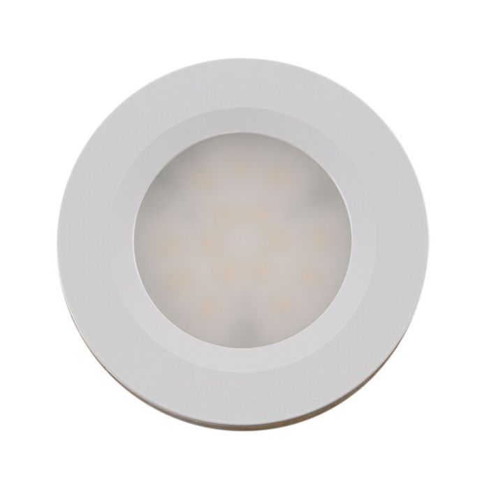 2 lampes rondes sous placard de cuisine, blanc, avec kit de connexion et télécommande