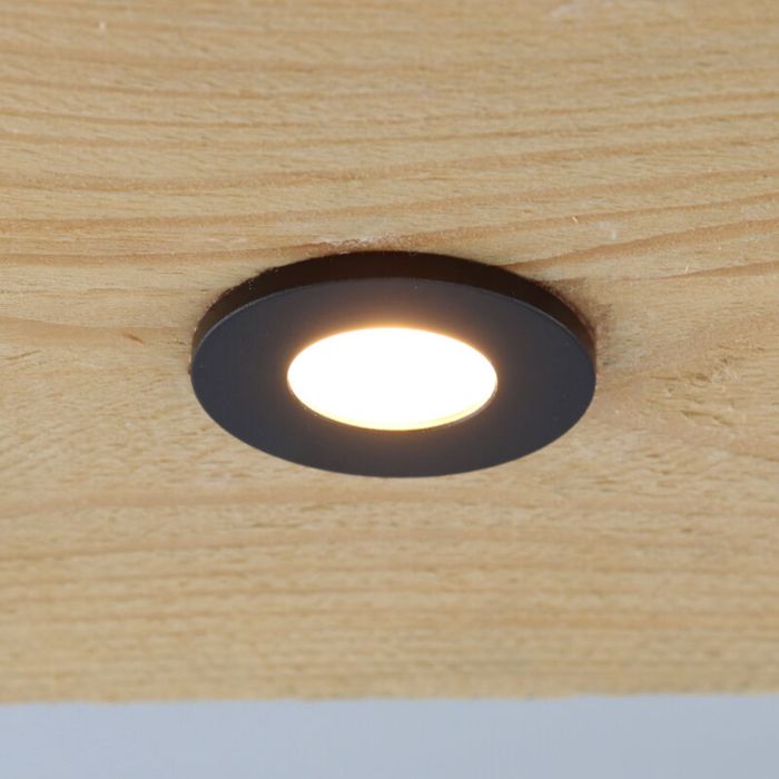 4 spots encastrés connectés veranda noir Dico, IP65, avec kit de connexion