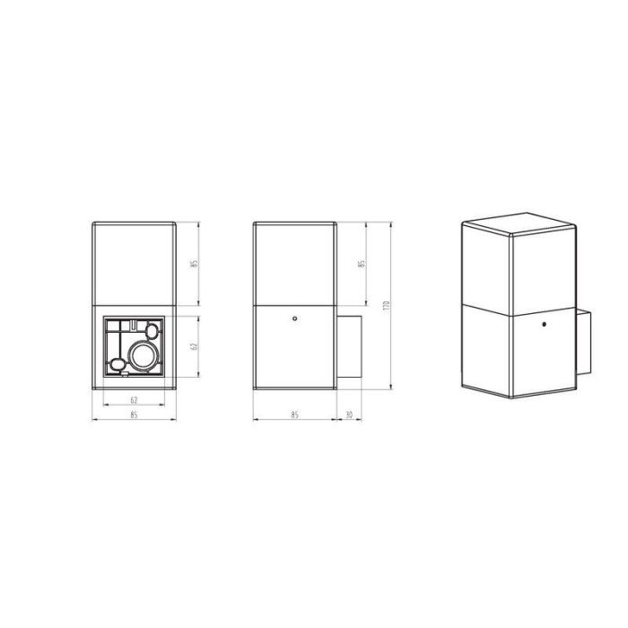 Luminaire extérieur en aluminium anthracite, Sodbury, IP44