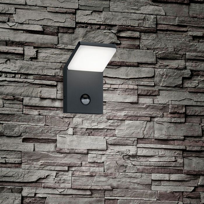 Applique extérieur avec détecteur de mouvement moderne anthracite, Solana, 9W, 3000K LED, IP54