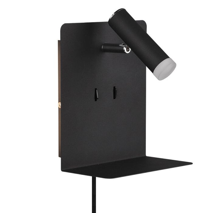 Applique murale design noire, Ricciolo, 3W, 3000K LED, avec interrupteur