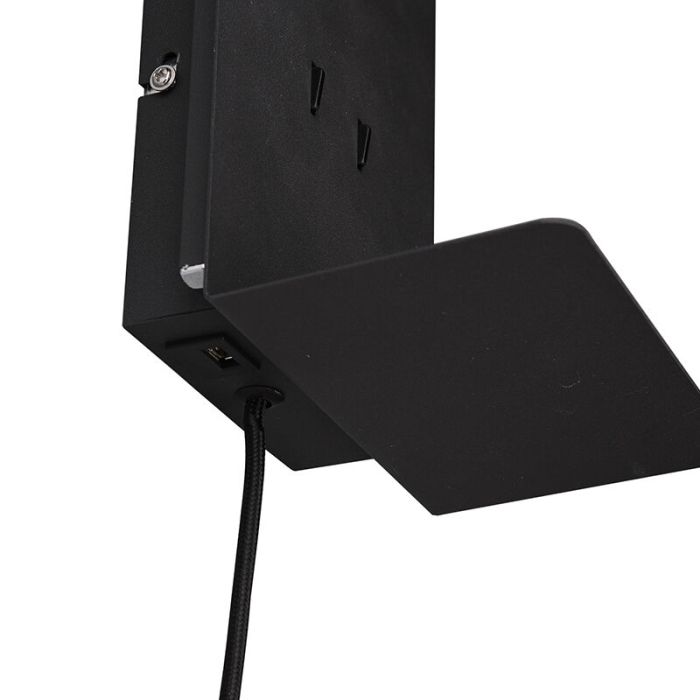 Applique murale design noire, Ricciolo, 3W, 3000K LED, avec interrupteur