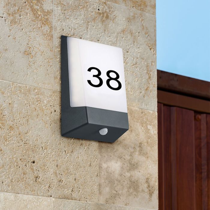 Applique extérieur avec capteur crépusculaire moderne noire, Bernadette, 9W, 3000K LED, IP54