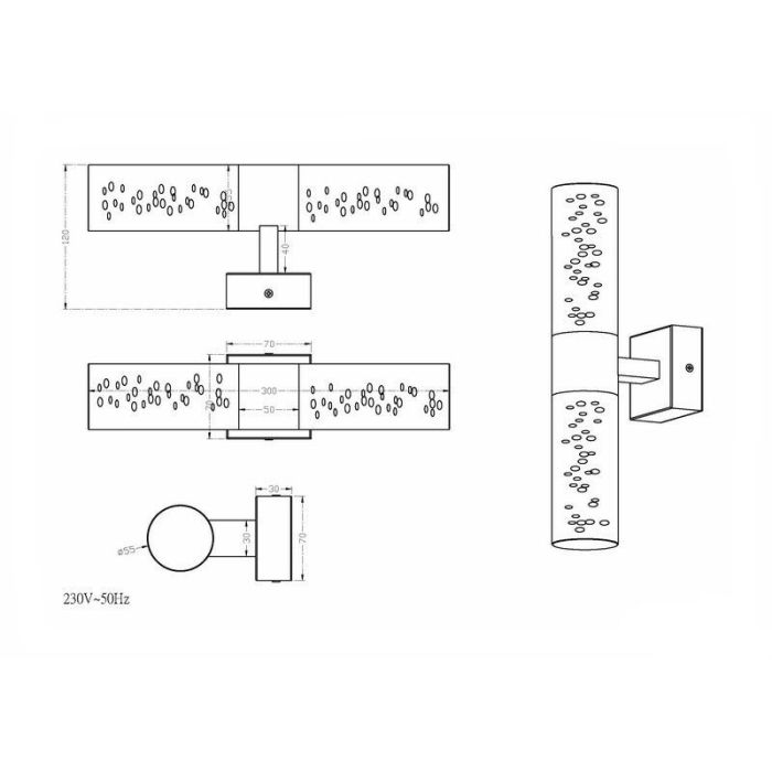 Applique up and down design chromée, Delfina, 3,2W, 3000K LED, IP44