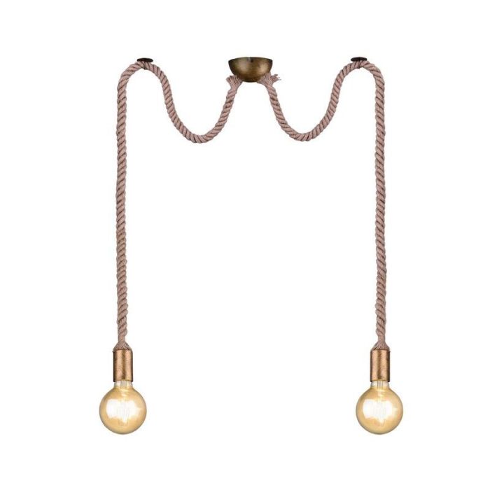 Suspension sans abat-jour rustique bronze, Inca