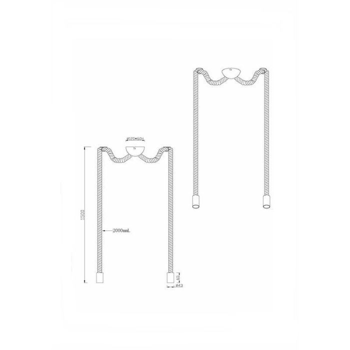 Suspension sans abat-jour rustique bronze, Inca