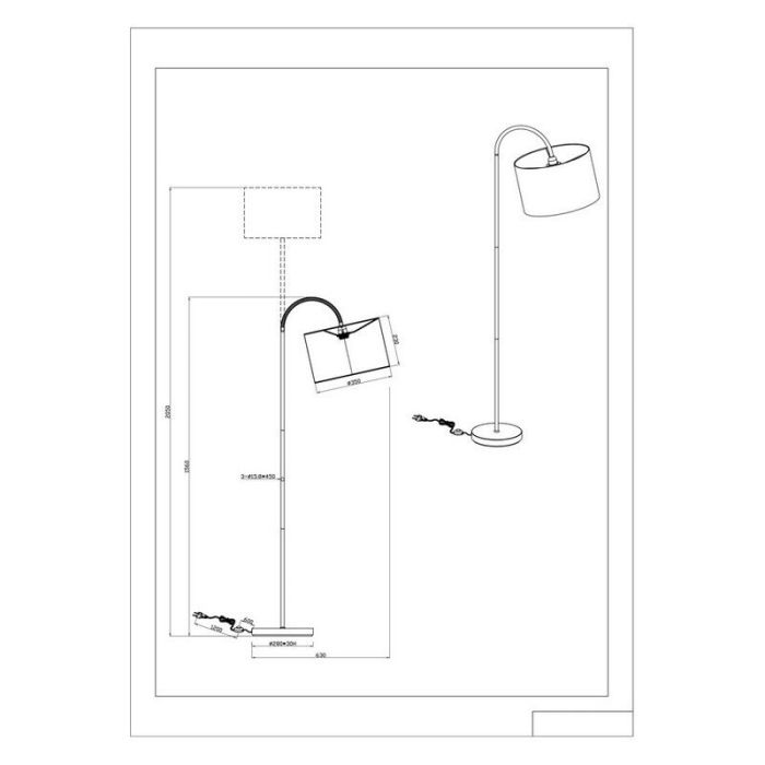 Lampadaire moderne noir, Jeany, avec interrupteur