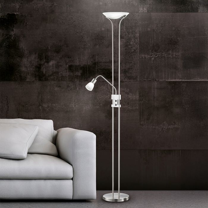 Lampadaire classique nickel, Selin, 4,5W, 3000K LED, avec interrupteur
