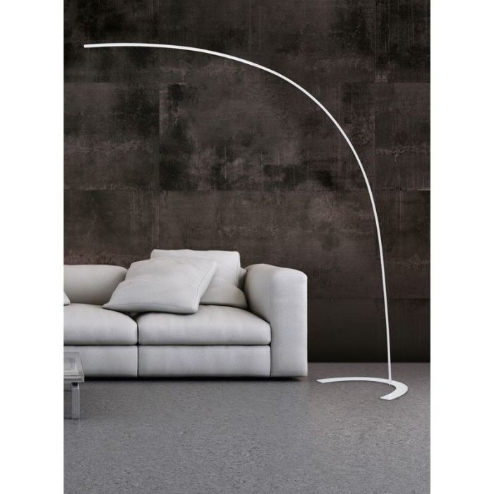 Lampadaire à arc moderne blanc, Libro, 18W, 3000K LED, avec interrupteur