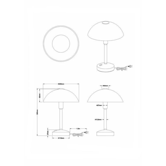 Lampe de banquier classique nickel, Notaris, 4W, 3000K LED, avec interrupteur
