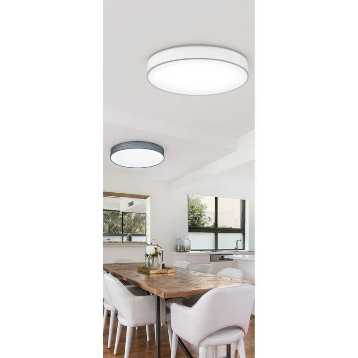 Lampe plafond en tissu blanche, Winnie, 40W, blanc chaud à froid réglable LED, avec télécommande